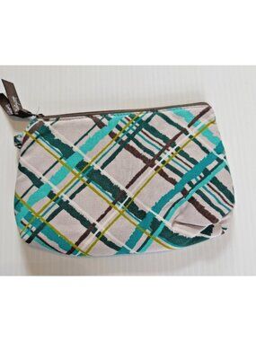 Thirty One mini Zipper Pouch Sea Plaid NEW